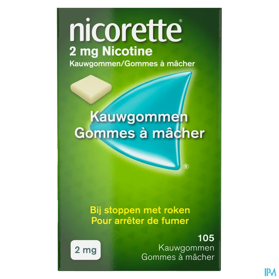 packshot van Nicorette Kauwgom 2 mg Zonder Munt 105 Stuks