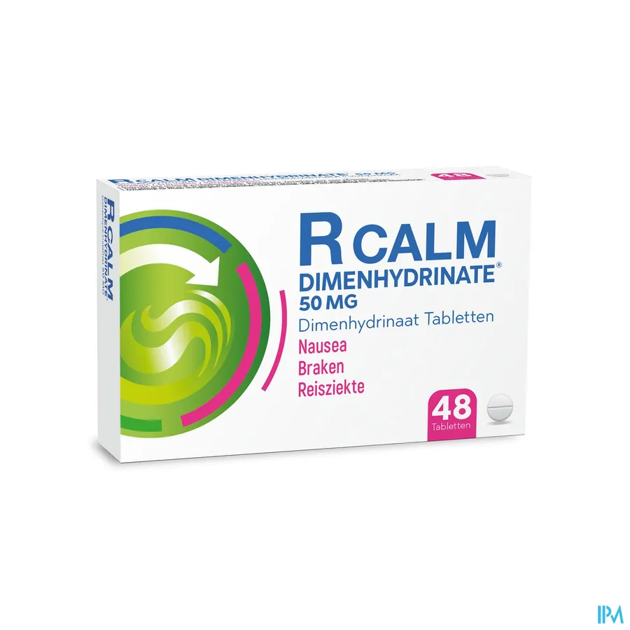 packshot van R Calm Dimenhydrinate 50 mg 48 tabletten