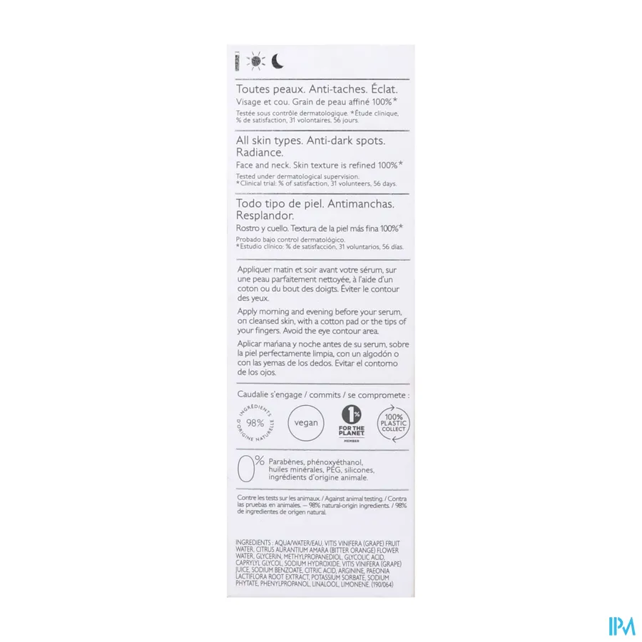 packshot van Caudalie Vinoperfect Geconc. glycolic Essence 100 ml