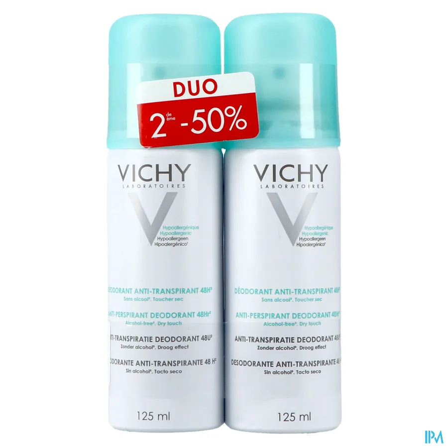 packshot van Vichy Deo Aerosol Anti-Transpirant 48u Duo Promo* 2 x 125 ml