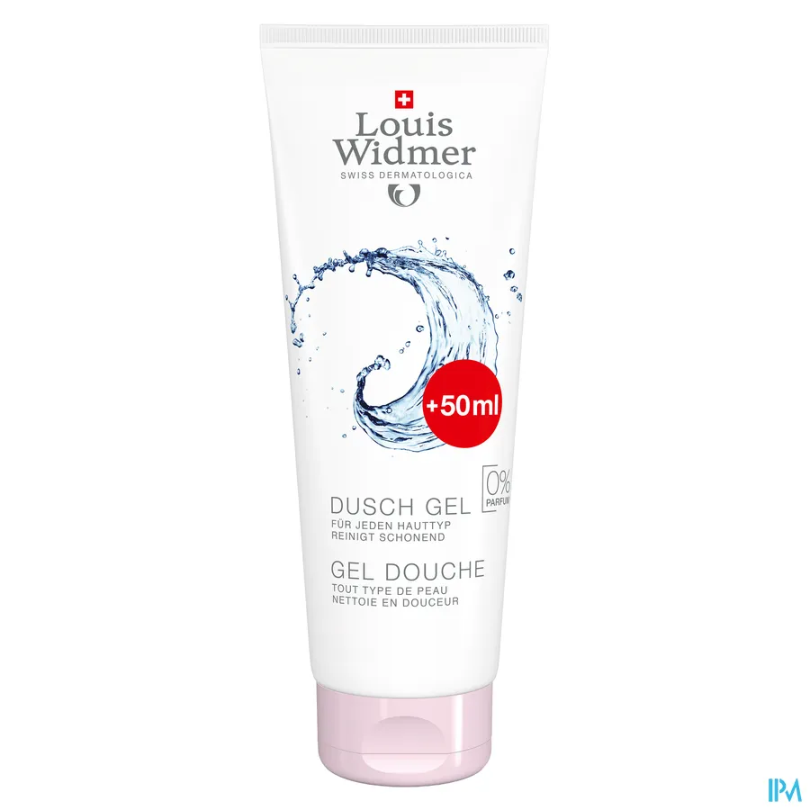 productshot van Louis Widmer Douchegel zonder parfum 200ml + 50ml gratis