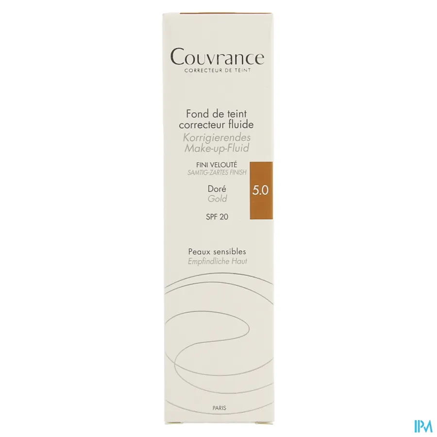 packshot van Avène Couvrance Corrigerende Vloeibare Foundation 5 Doré 30 ml