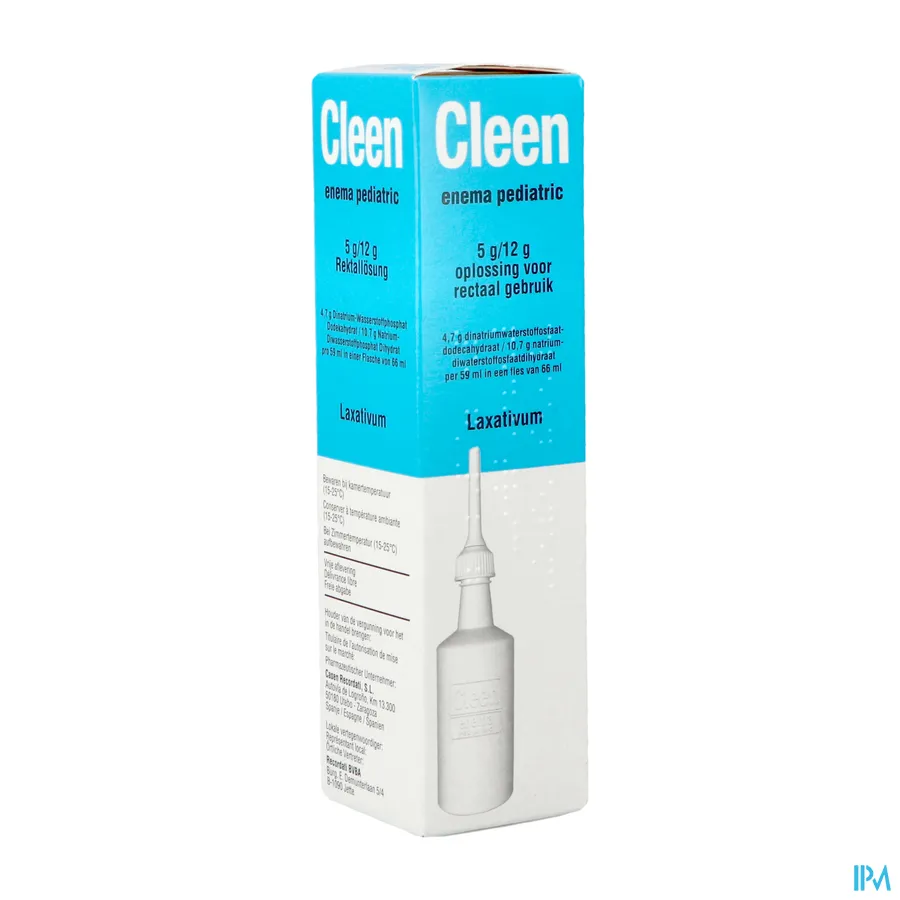 packshot van Cleen Pediatrisch Enema -Laxativum - Oplossing voor Rectaal Gebruik 66 ml