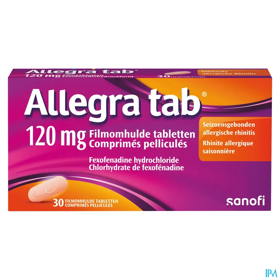 packshot van Allegra Tab 120 mg 30 Tabletten