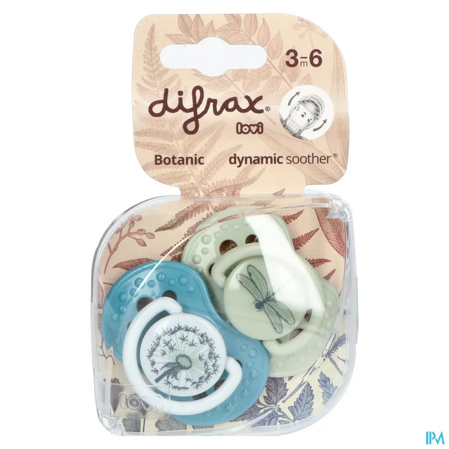 packshot van Difrax Fopspeen Dynamic Botanic 3m+