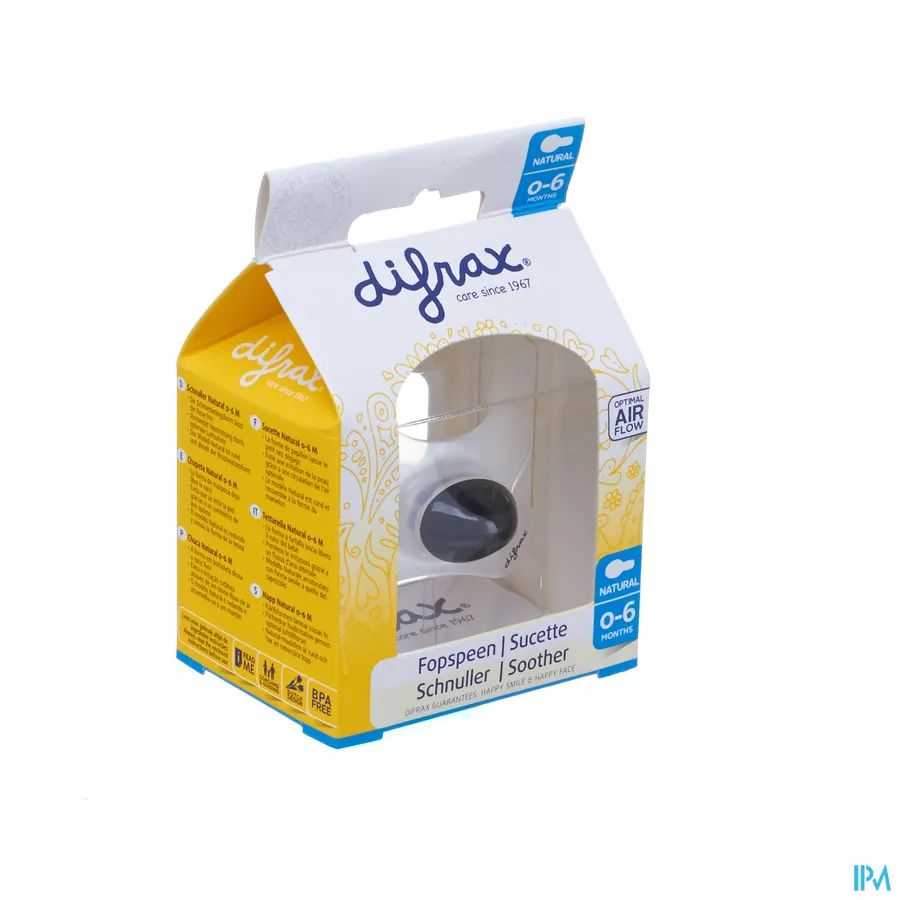 packshot van Difrax Fopspeen Natural 0-6m