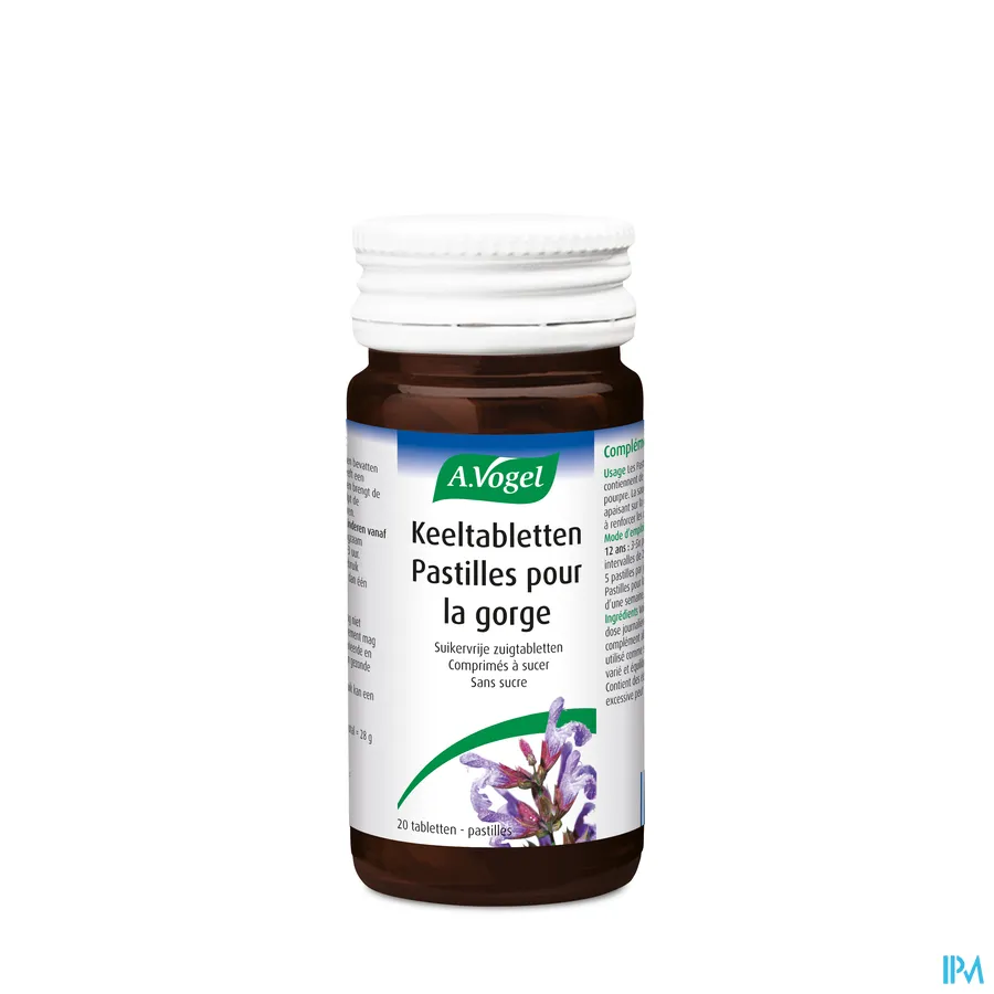 packshot van A. Vogel Keeltabletten voor Verzachting van de Keel en Hulp voor de Natuurlijke Weerstand - Suikervrije Zuigtabletten met Pepermuntsmaak 20 Stuks