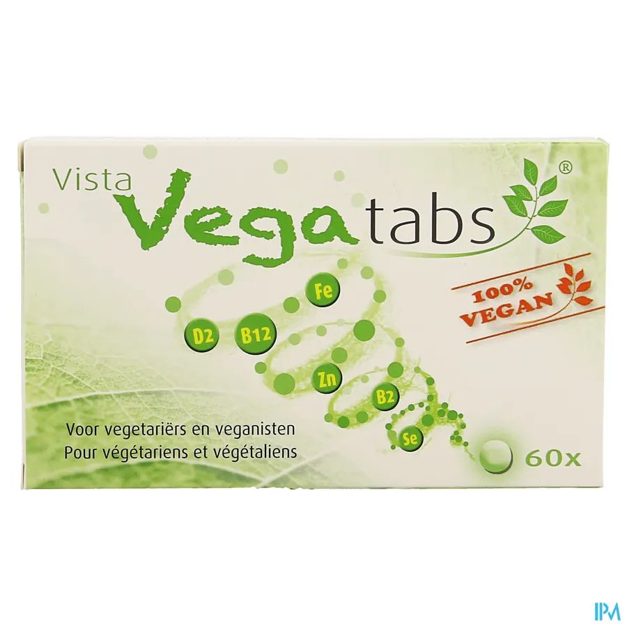 packshot van Vista Vegatabs met Vitaminen en Mineralen voor Vegetariërs en Veganisten 60 Tabletten
