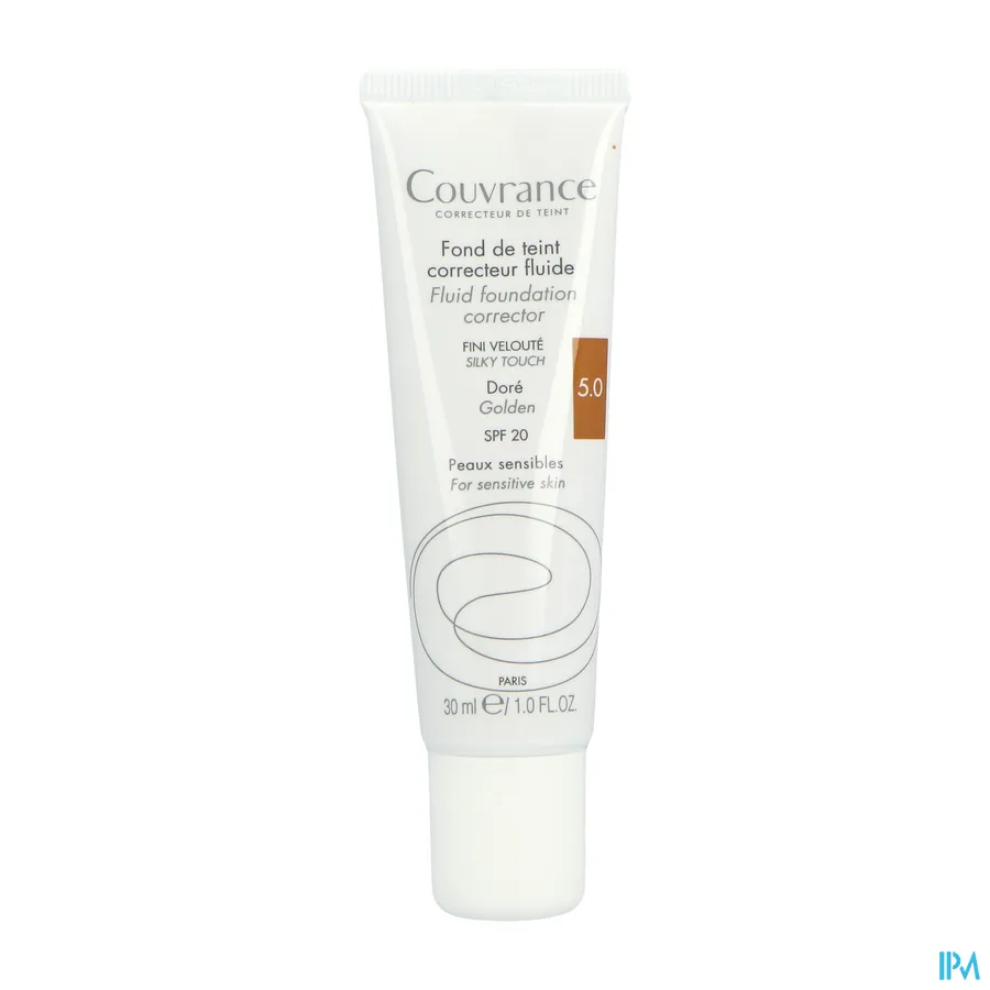 productshot van Avène Couvrance Corrigerende Vloeibare Foundation 5 Doré 30 ml