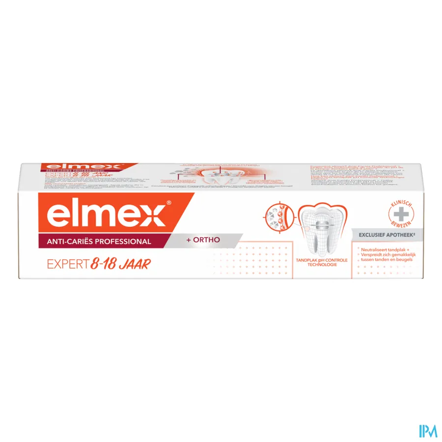 packshot van Elmex Anti-Cariës Professional + Ortho Tandpasta Expert 8-18 jaar 75 ml