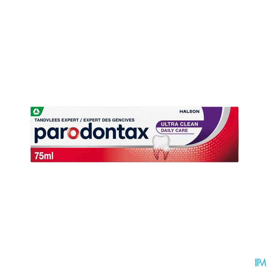 packshot van Parodontax Ultra Clean -Dagelijkse Fluoride Tandpasta voor Gezond Tandvlees en Sterke Tanden - Helpt tegen en Voorkomt Bloedend Tandvlees- Tube 75 ml