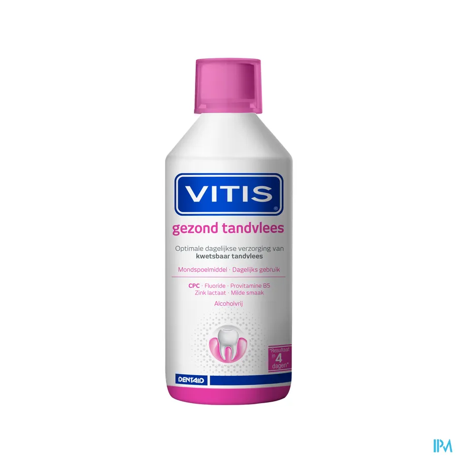 packshot van Vitis Gezond Tandvlees Mondspoelmiddel voor Vermindering van Vorming van Tandplak voor Dagelijks Gebruik 500 ml
