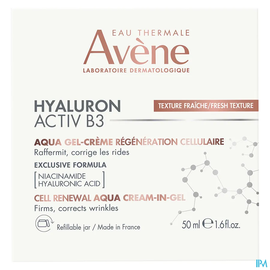 packshot van Avène Hyaluron Activ B3 Aqua Celvernieuwende Gel-crème 50 ml
