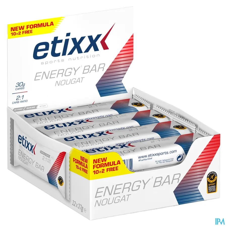 packshot van Etixx Energy Bar Nougat 12 x 37 g Nougat