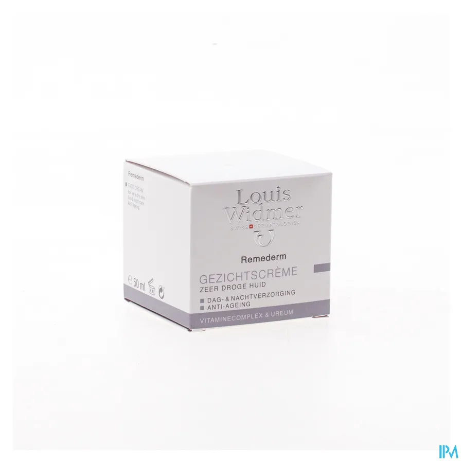 packshot van Louis Widmer Remederm Gezichtscrème voor Zeer Droge Huid met Parfum 50 ml