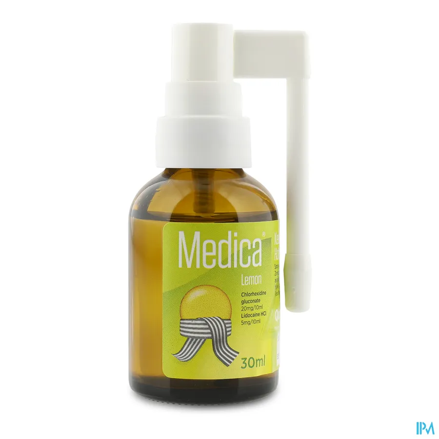 packshot van Medica Keelspray Lemon zonder Suiker 30 ml