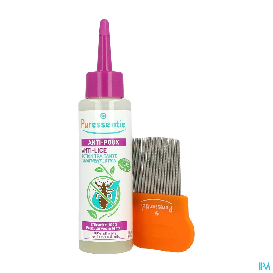 productshot van Puressentiel Anti-Luizen Lotion met Luizenkam 100 ml + 1 stuk