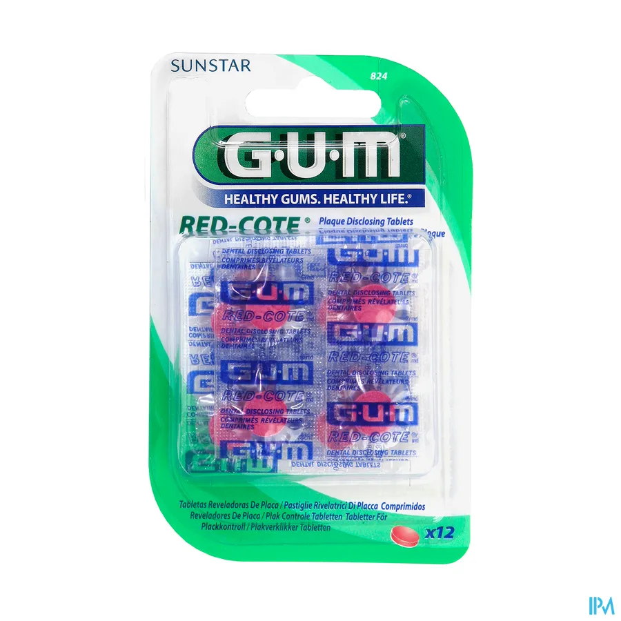 packshot van Gum Red-Cote Tandplakverklikker 12 Tabletten