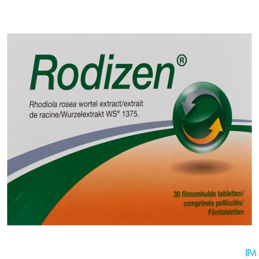 packshot van Rodizen met Rhodiola rosea Wortelextract 30 Tabletten