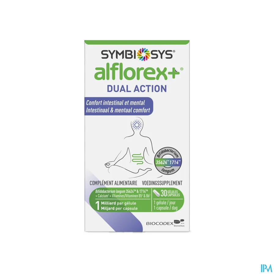 packshot van Symbiosys Alflorex+ Dual Action 30 capsules