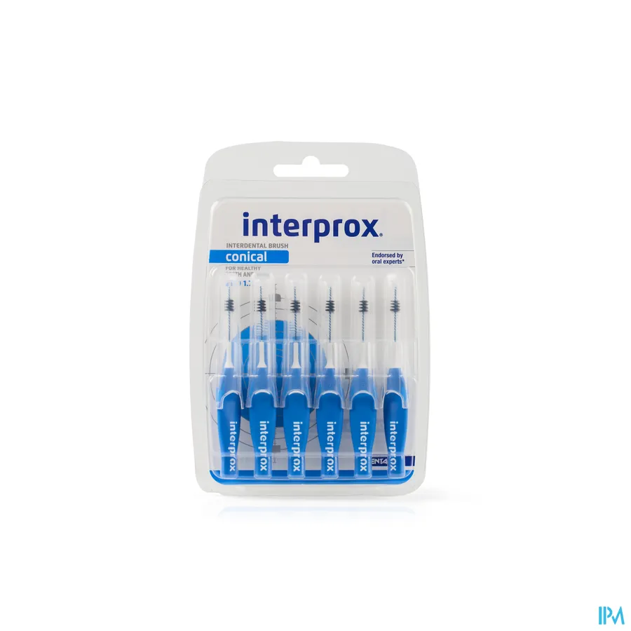 packshot van Interprox Premium Interdentale Borstels Conical 1,3 Blauw 6 Stuks