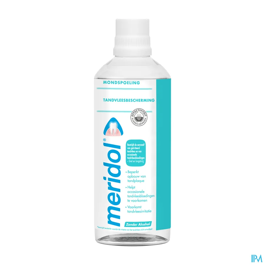 packshot van Meridol Mondspoeling Tandvlees Bescherming voor Bestrijding van de Oorzaak van Geïrriteerd Tandvlees 400 ml