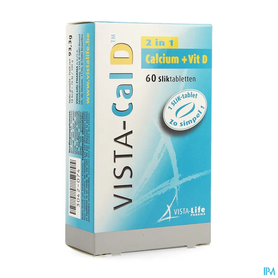 packshot van Vista Cal D met Calcium en Vitamine D 60 Tabletten