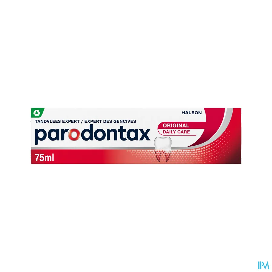 packshot van Parodontax Original mét Verbeterde Smaak -Dagelijkse Fluoride Tandpasta voor Gezond Tandvlees en Sterke Tanden - Helpt tegen en Voorkomt Bloedend Tandvlees- Tube 75 ml