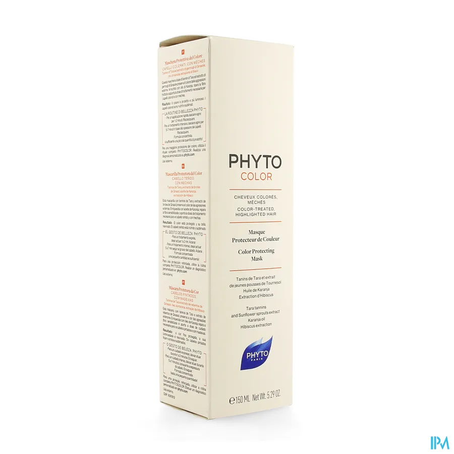 packshot van Phyto Color Kleurbeschermend Masker voor Geverfd Haar en Haar met Highlights met Tara Tannines, Extract van Zonnebloemscheuten, Karanja Olie en Hibiscus Extract 150 ml