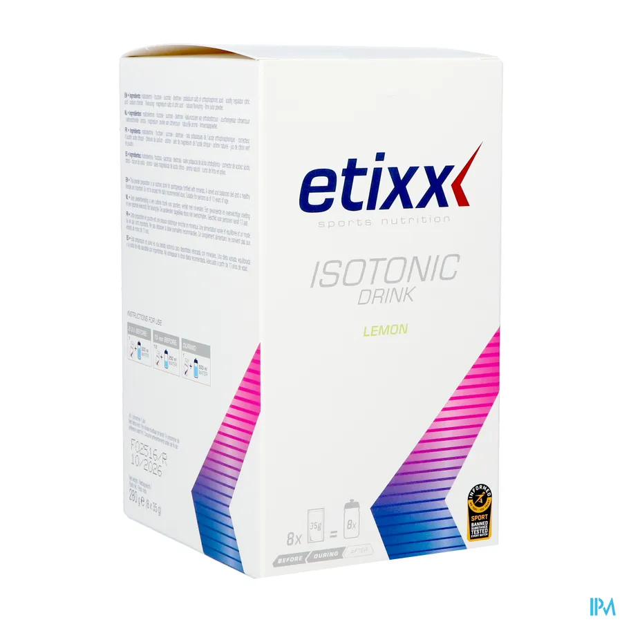 packshot van Etixx Isotonic Lemon Pdr 8x35g