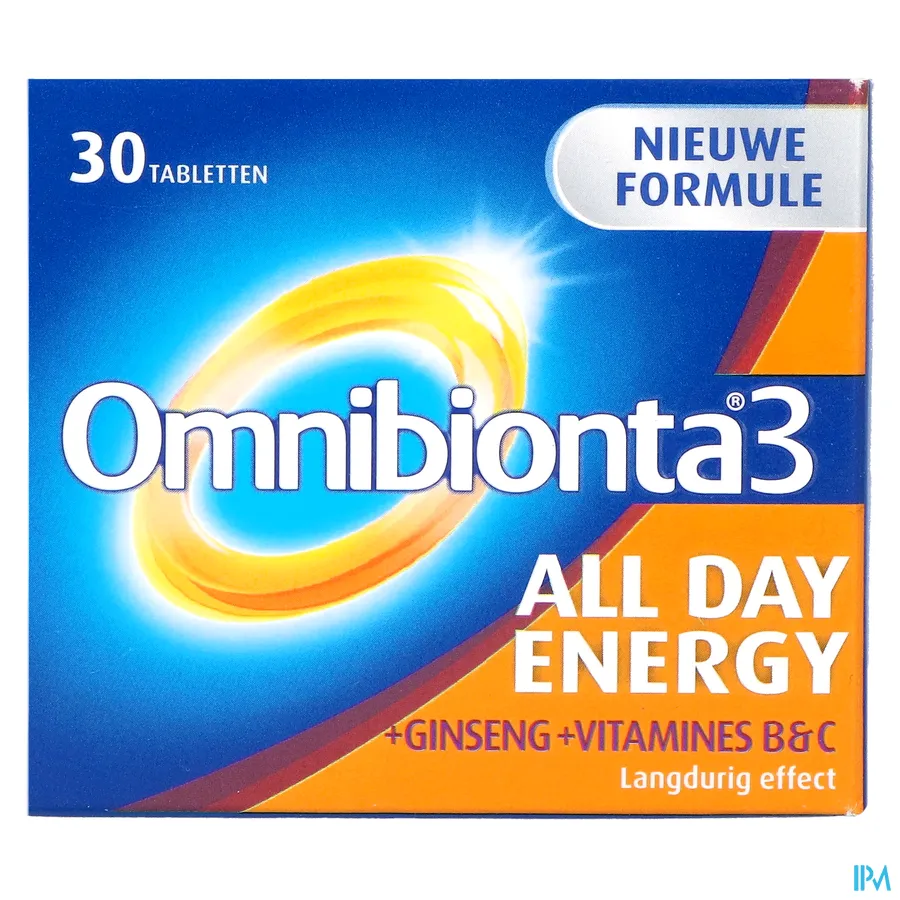 packshot van Omnibionta 3 All Day Energy Vitamines en Mineralen 30 Tabletten