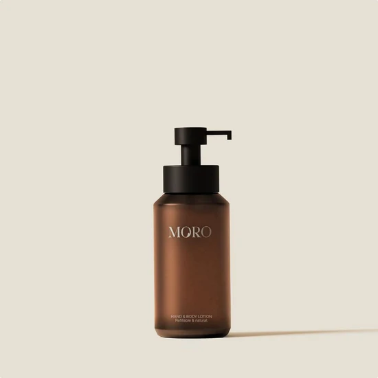Moro Hand & Body Lotion Starterkit | Rosemary & Cedar | Apothecary brown bottle pre-filled 250ml