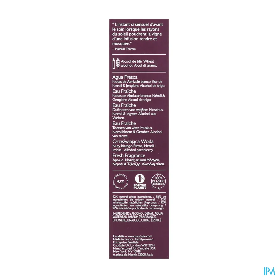 packshot van Caudalie Thé Des Vignes Fris Water 50 ml
