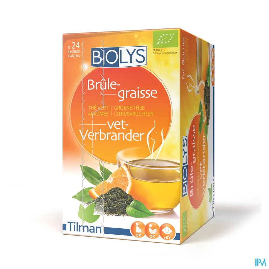 packshot van Tilman Biolys Vetverbrander Groene Thee-Citrusvruchten 24 zakjes