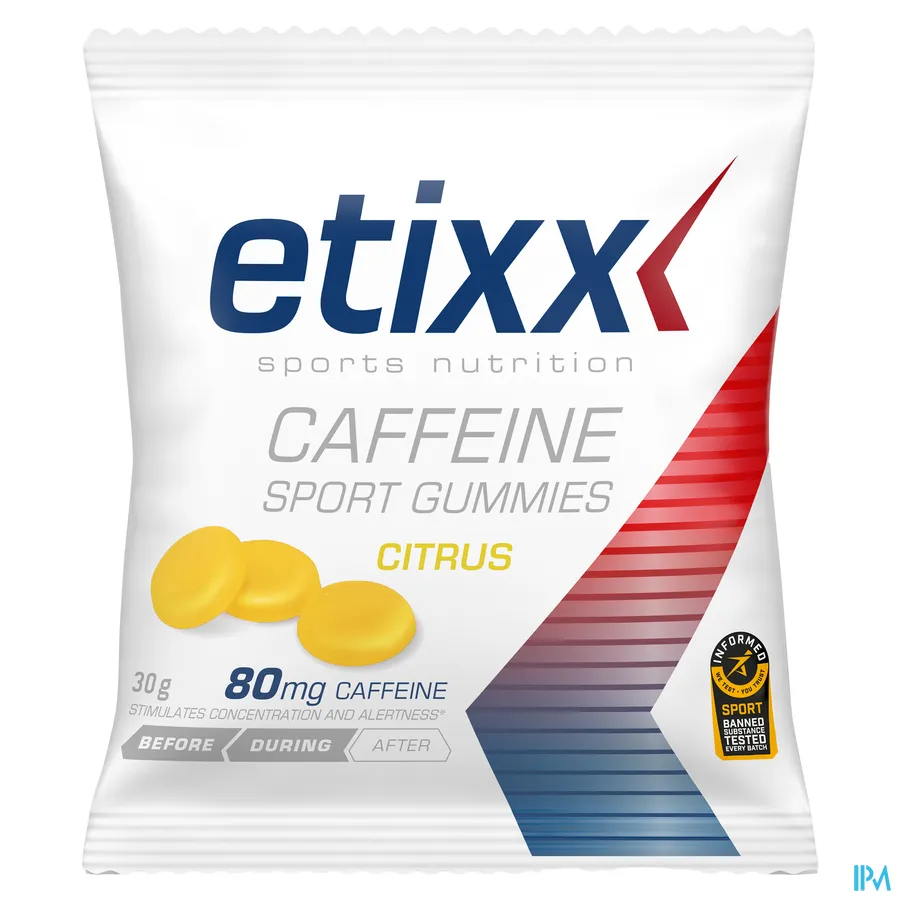 packshot van Etixx Caffeïne Sport Gummies met Citrussmaak Zakje 40 g