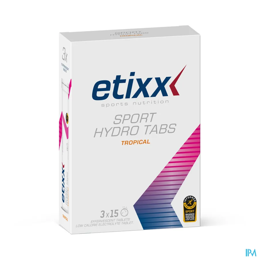packshot van Etixx Sport Hydro Tabs Tropical 3 x 15 bruistabletten