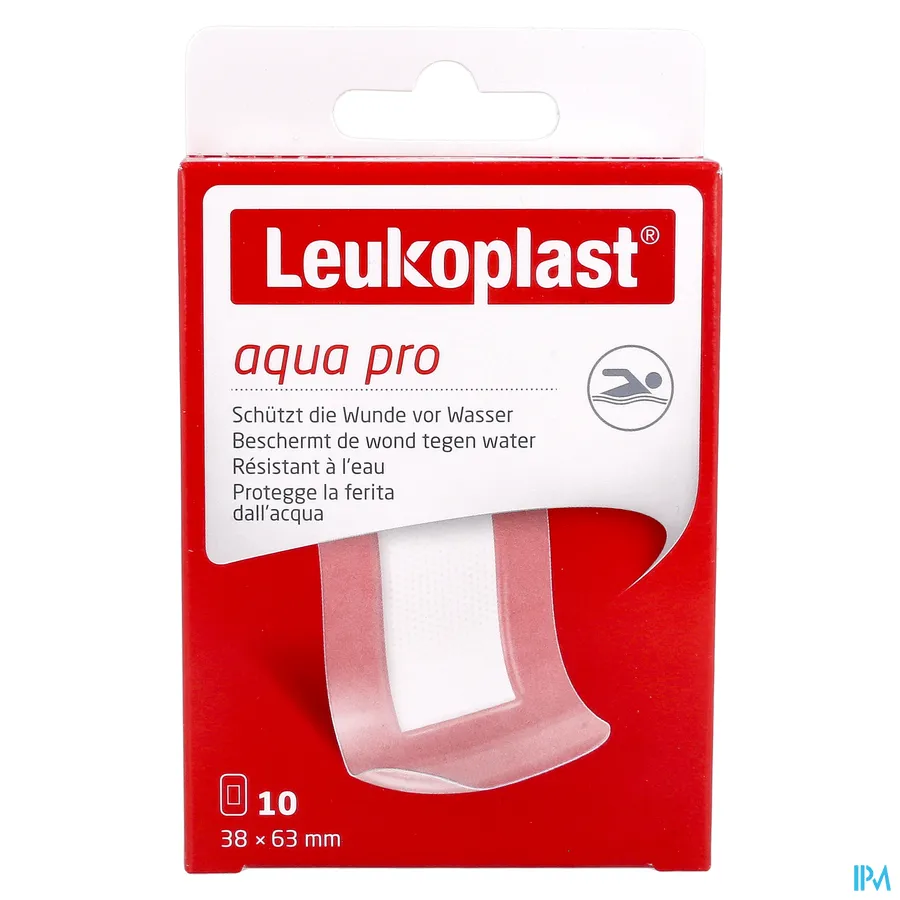 packshot van Leukoplast Aqua Pro 38 x 63 mm 10 stuks