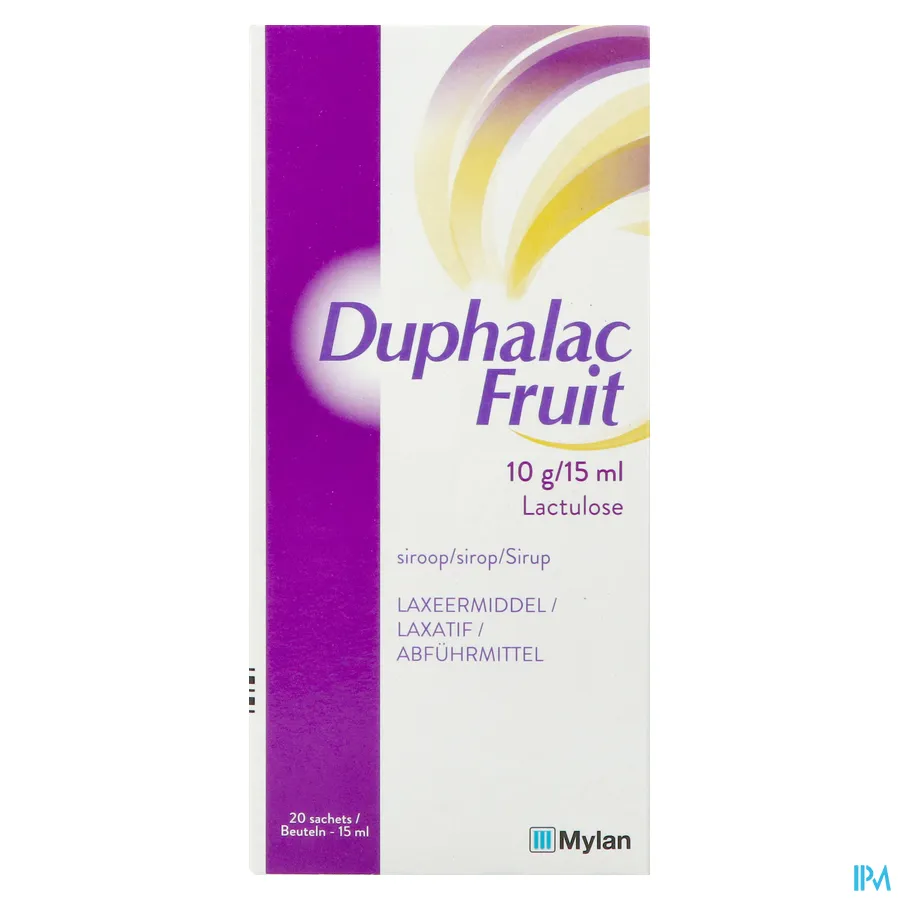 packshot van Duphalac Fruit 20 Zakjes