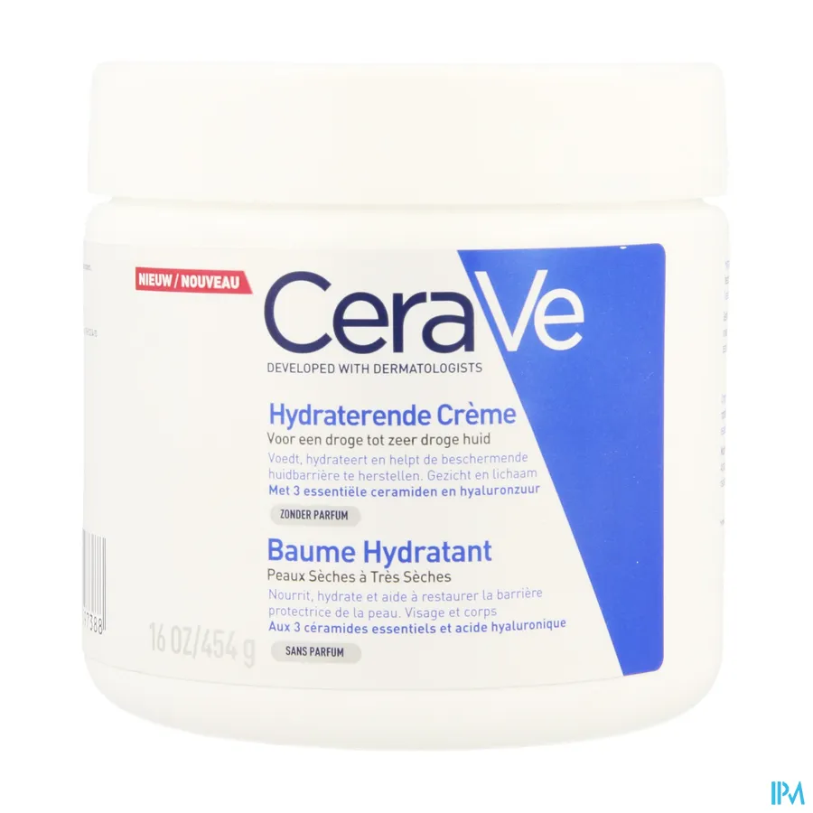 packshot van CeraVe Hydraterende Crème voor Lichaam en Gezicht Pot 454 ml
