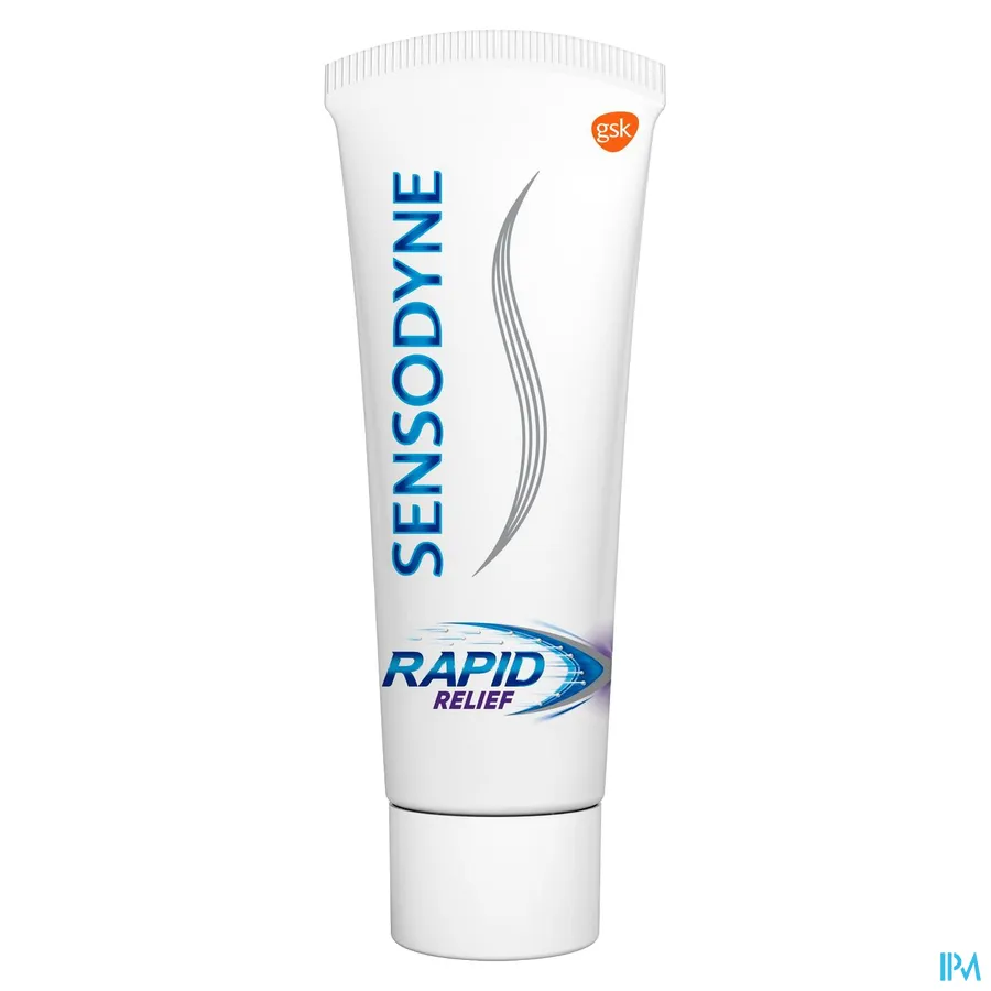productshot van Sensodyne Tandpasta Rapid Relief voor Snelle Verlichting en Langdurige Bescherming van Gevoelige Tanden 75 ml