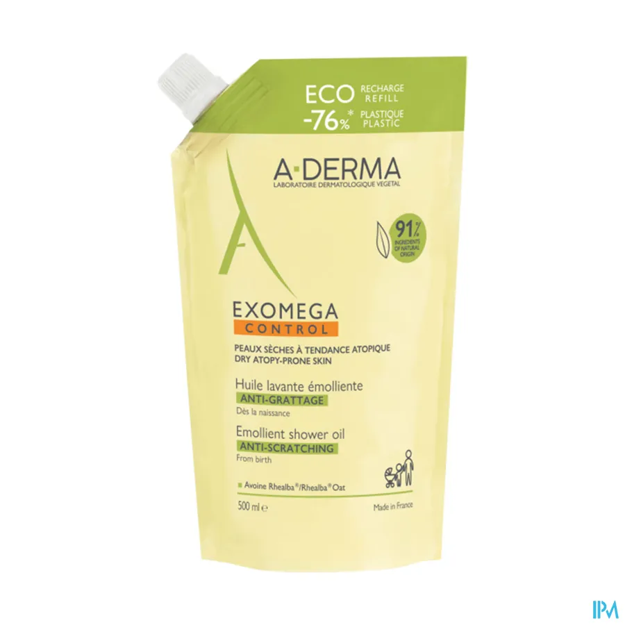 packshot van Aderma Exomega Control Olie Emolierend Refill 500 ml