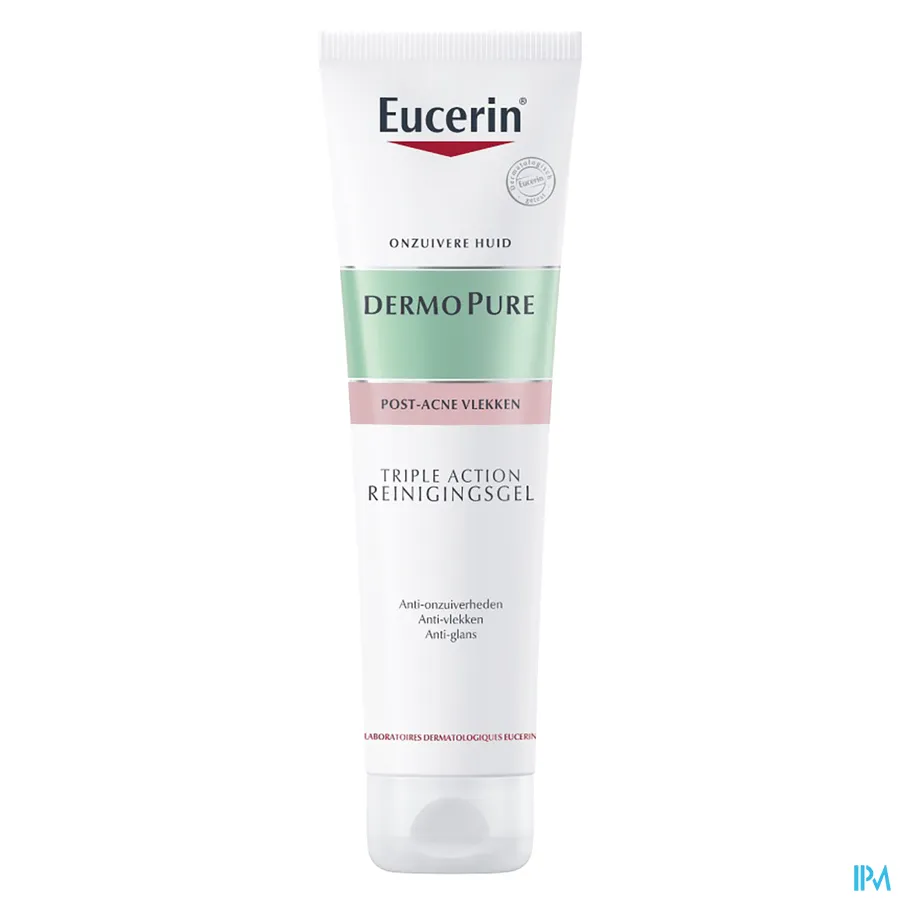 packshot van Eucerin Dermopure Triple Action Reiniging Gel 150 ml