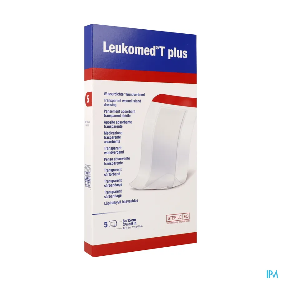 packshot van Leukomed T Plus Steriel Wondverband 8 x 15 cm 5 stuks