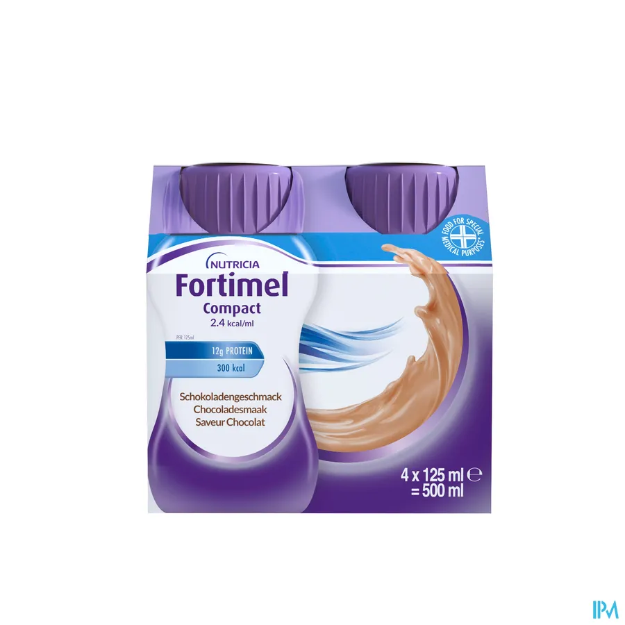 packshot van Fortimel Compact 2.4 kcal/ml 4 x 125 ml Chocolade