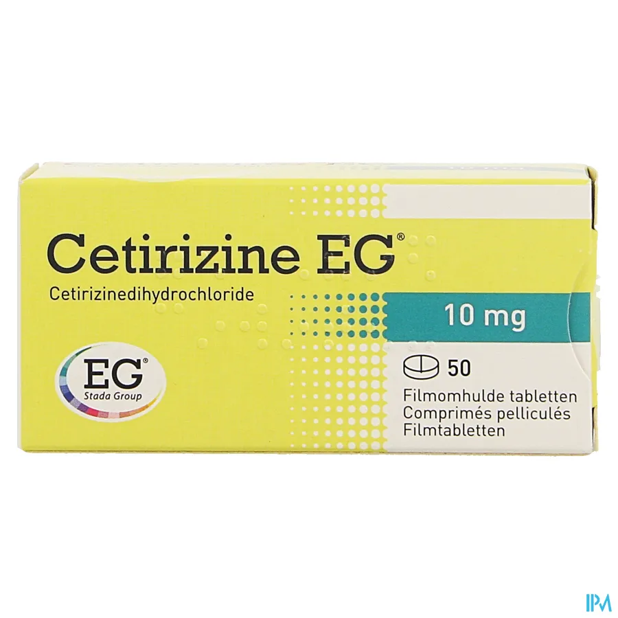 packshot van Cetirizine EG 10 mg 50 Tabletten