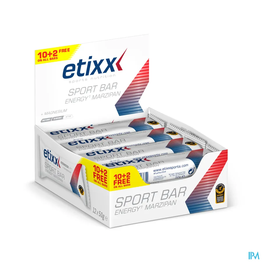 packshot van Etixx Energy Marzipan Sport Bar + Magnesium Voordeelverpakking 12 x 50 g