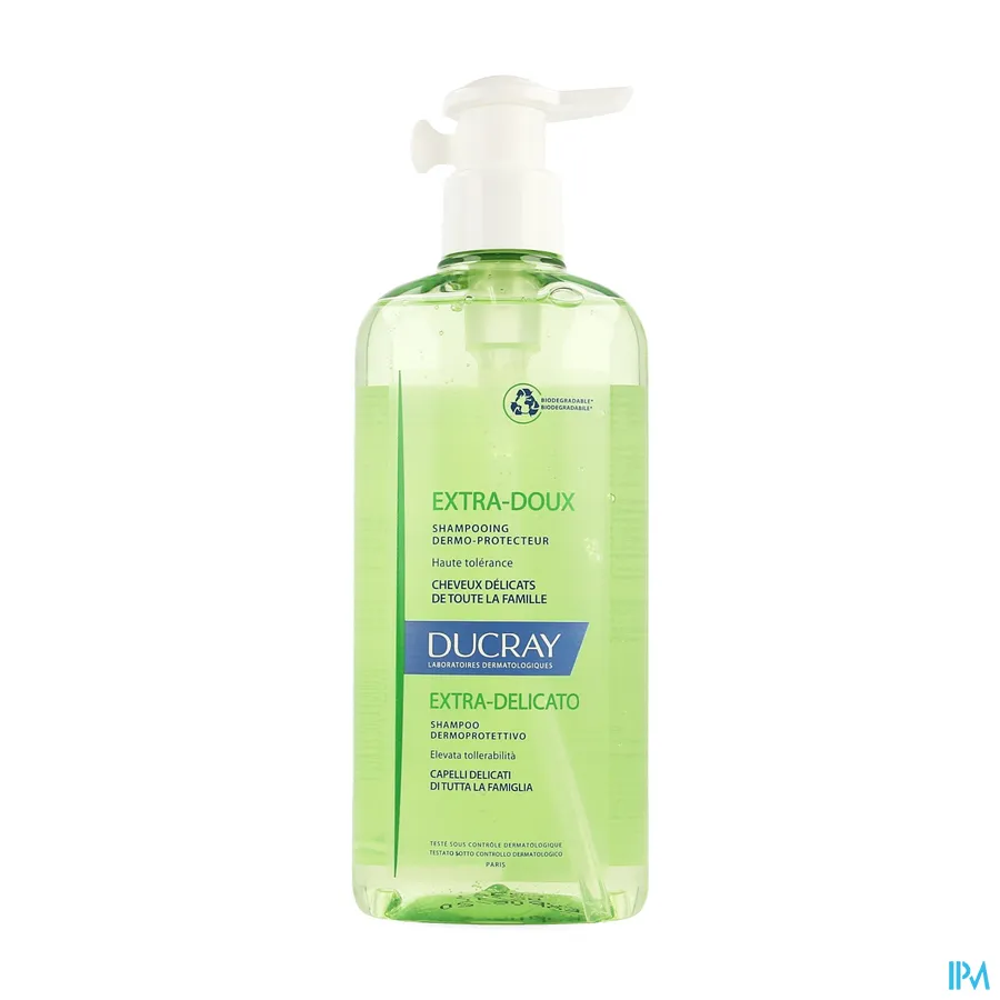 packshot van Ducray Extra-Doux Huidbeschermende Shampoo voor Normaal en Broos Haar Flacon 400 ml