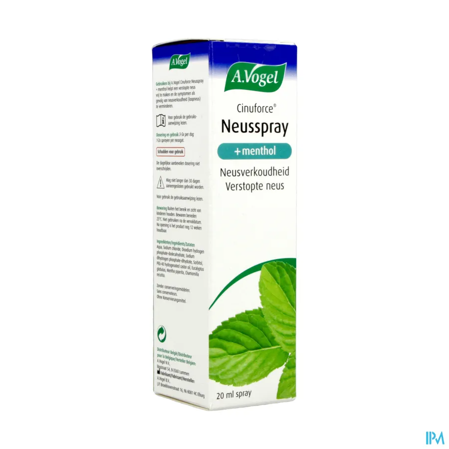 packshot van A. Vogel Cinuforce Neusspray met Menthol voor Neusverkoudheid en Verstopte Neus 20 ml