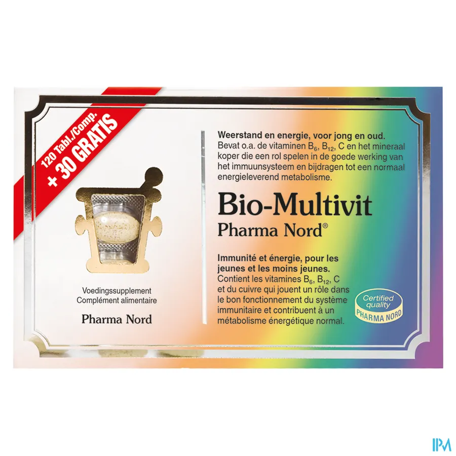 packshot van Pharma Nord Bio-Multivit PROMO 120 + 30 tabletten gratis