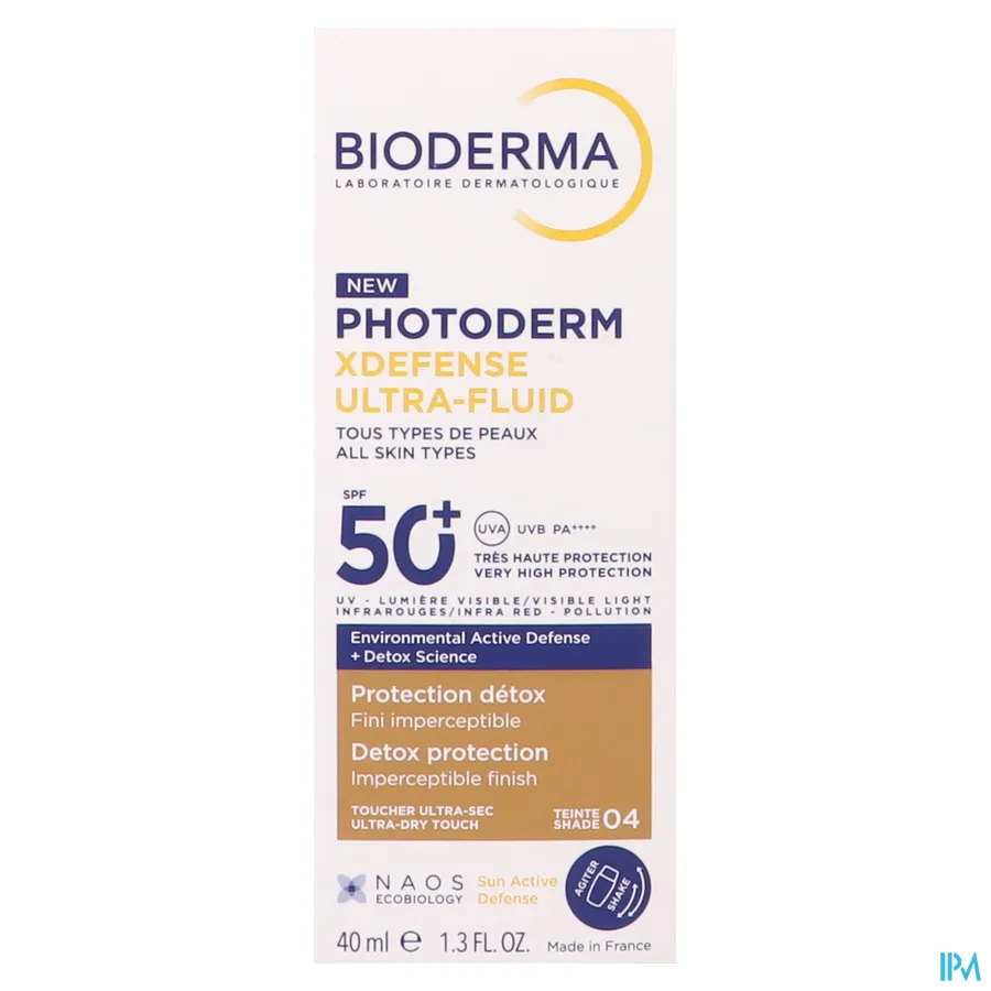 packshot van Bioderma Photoderm XDefense Ultra-Fluid SPF 50+ 40 ml Shade 04
